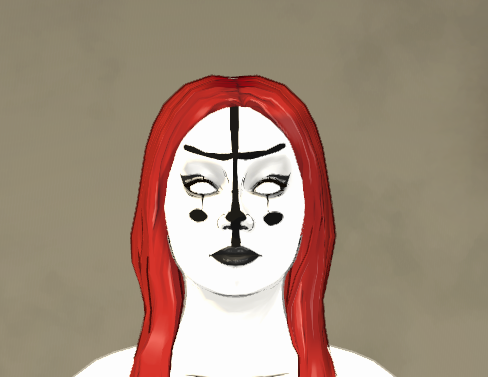 white and black vampire with black cross made of face paint on entire face, made with Paralives' 
